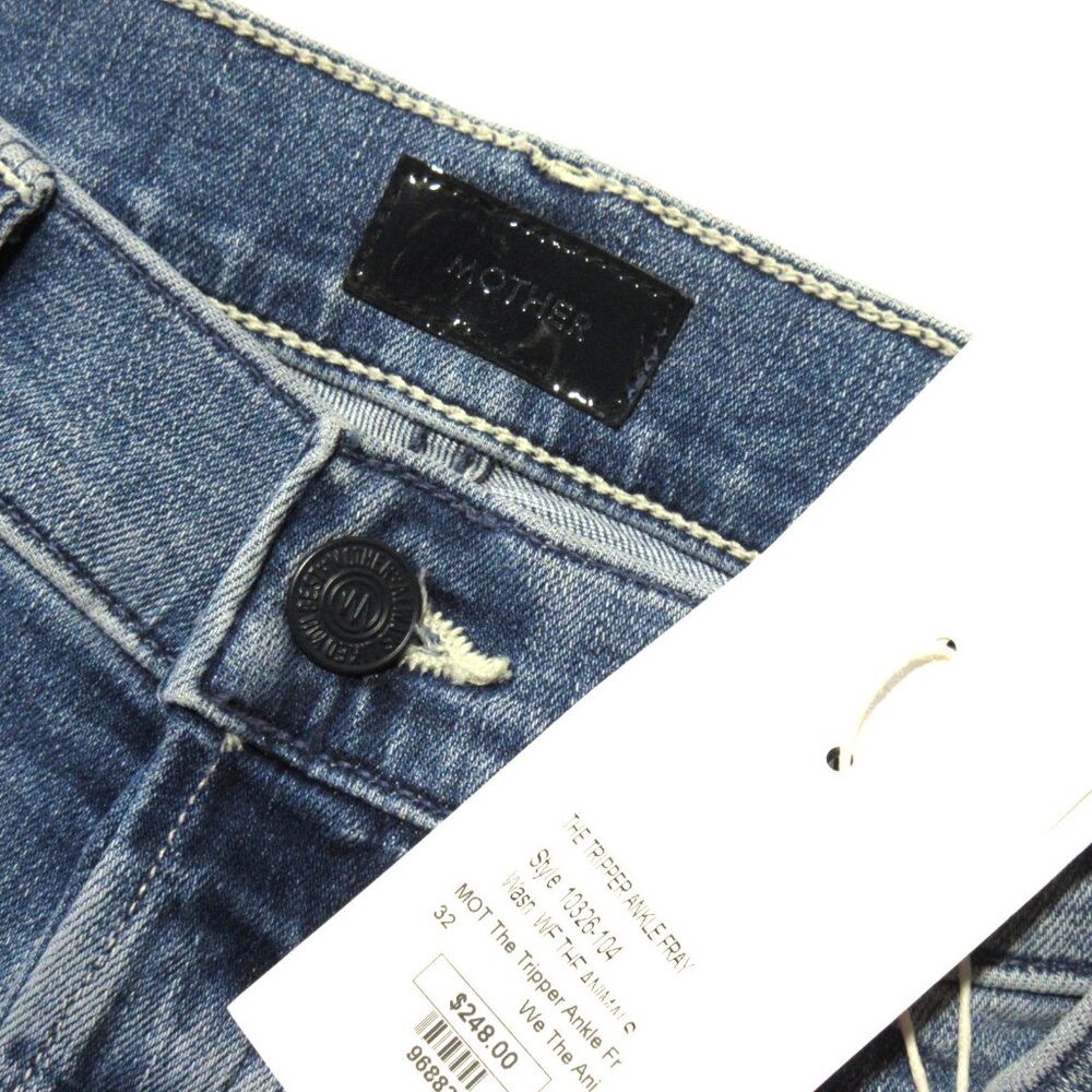 NWT Mother Tripper Ankle Fray in We The Animals High Rise Stretch Crop Jeans 32 - Picture 6 of 10